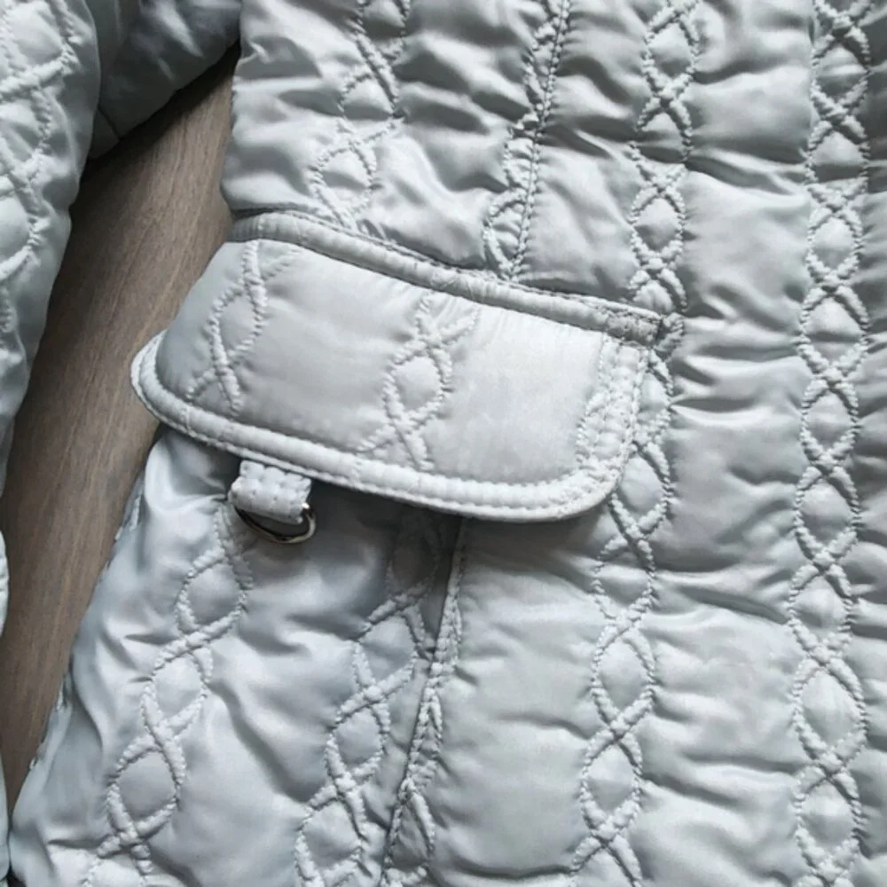 70's Sportease vintage Quilted Coat‎ Faux Fur Collar medium Old English